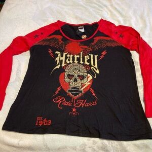 Women’s Black & Red Long Sleeve HD T-Shirt SZ 1X-NWT